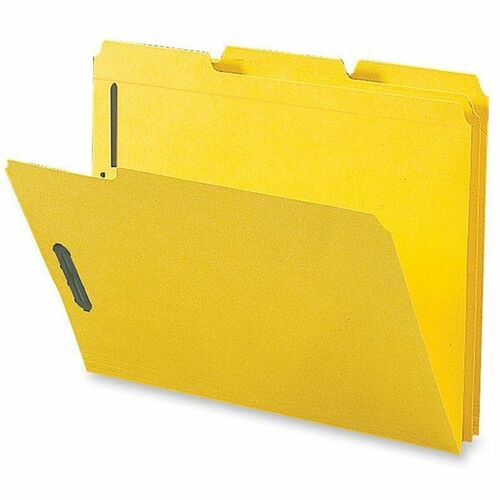 Business Source  Fastener Folders,w/2-Ply Tab,1/3 AST Tab,Ltr,50/BX,Yellow