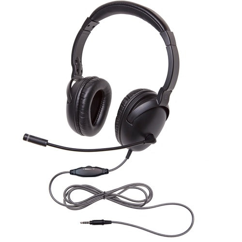 Califone International  Headphones,Inline Mic,CaliTuff Cord,40mmMylarSpeaker,BK