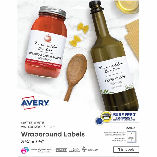 Avery  Labels, Water-resistant, Permanent, 3-1/4"x7-3/4", 16/PK,WE