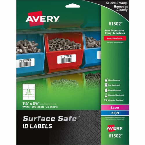 Avery  Labels, Removable, Surface Safe, 1-5/8"x3-5/8", 300/PK, WE