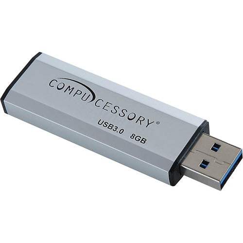 Compucessory  Flash Drive, USB 3.0, 8GB, 2-1/10"Wx3/4"Lx1/4"H, Silver