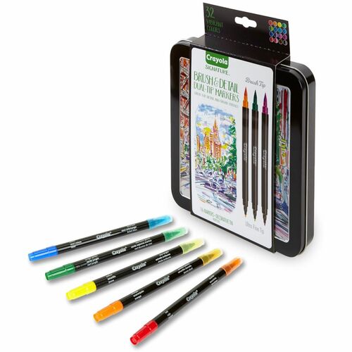 Crayola  Markers, Dual-Ended w/Brush&Ultra-fine Tips, 16/ST, AST