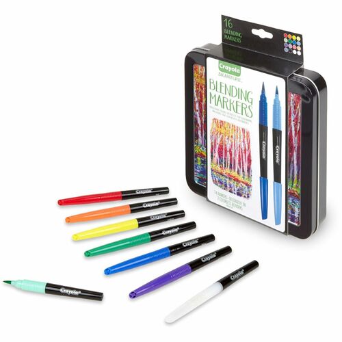 Crayola  Markers w/Storage Tin, 7 Colors, 16/ST, AST