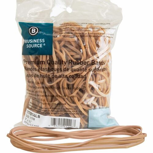 Business Source  Rubber Bands,1/4 lb.,Approx. 62/BG,Size 117B, 7"x1/8",NL