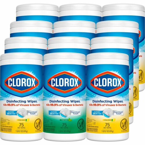 Clorox Company  Disinfecting Wipes,Bleach-free,75/Canister,3/PK,4PK/CT,WE