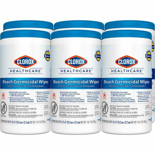 Clorox Company  Germicidal Wipes,w/Bleach, 150/Canister, 6EA/CT,25/BD, WE