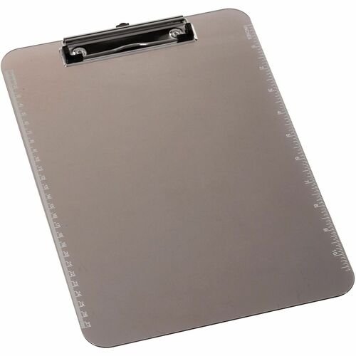 Business Source  Clipboard, Plastic, w/Flat Clip, 9"x12-1/2", Smoke