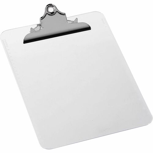 Business Source  Clipboard, Plastic, w/Spring Clip, Ruler, 12/BX, Clear