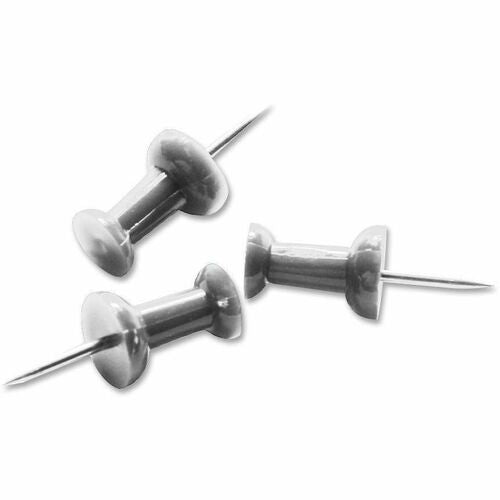 Business Source  Pushpins, 3/8" Point, 1/2"x1/4" Head, 100/BX, Aluminum