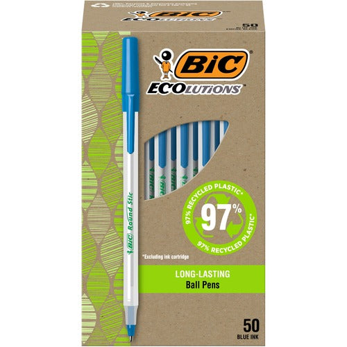 Bic  Pen,Ballpoint,Stick,1.0mm,50/BX,Semi-CL Barrel/Blue Ink