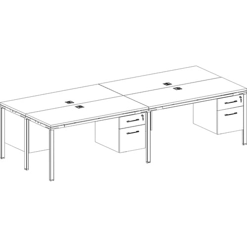 Boss Office Products  Desks,w/Pedestals,4-Unit,Wood,48"x24"x29-1/2",Driftwood
