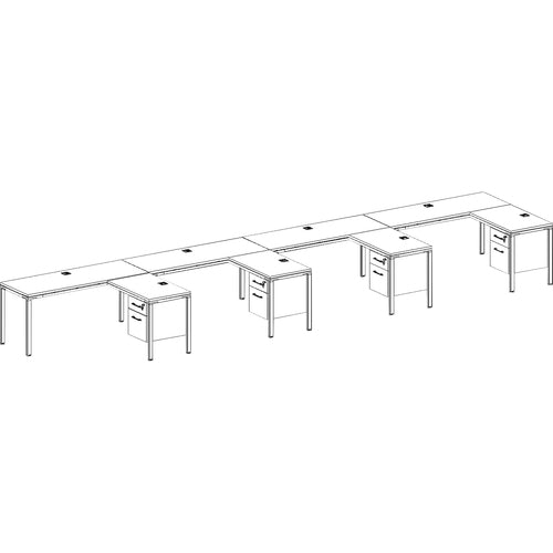 Boss Office Products  Desks,w/Pedestals,4-Unit,L-Shape,Wood,60"x24"x29-1/2",Drftwd