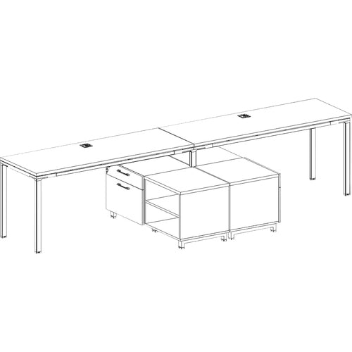 Boss Office Products  Desks,w/Cabinets,2-Unit,Wood,60"x24"x29-1/2",Driftwood