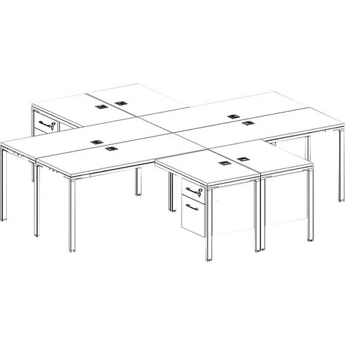 Boss Office Products  Desks,w/Pedestals,4-Unit,L-Shape,Wood,60"x24"x29-1/2",Drftwd
