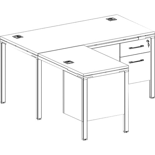 Boss Office Products  Desk,w/Pedestals,L-Shape,Wood,60"x30"x29",Driftwood