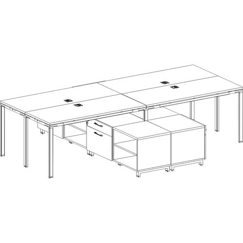 Boss Office Products  Desks,w/Cabinets,4-Unit,Wood,60"x24"x29-1/2",Driftwood