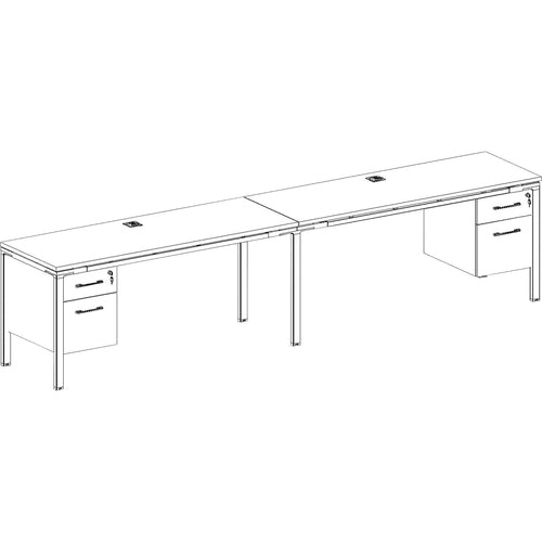Boss Office Products  Desks,w/Pedestals,2-Unit,Wood,60"x24"x29-1/2",Driftwood