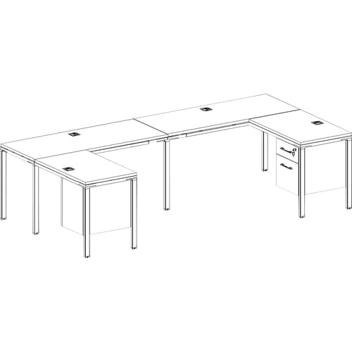 Boss Office Products  Desks,w/Pedestals,2-Unit,L-Shape,Wood,60"x24"x29-1/2",Drftwd