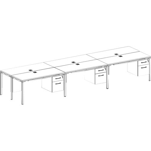 Boss Office Products  Desks,w/Pedestals,6-Unit,Wood,48"x24"x29-1/2",Driftwood