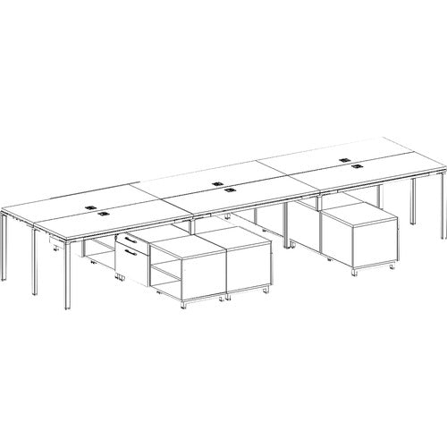 Boss Office Products  Desks,w/Cabinets,6-Unit,Wood,66"x24"x29-1/2",Driftwood