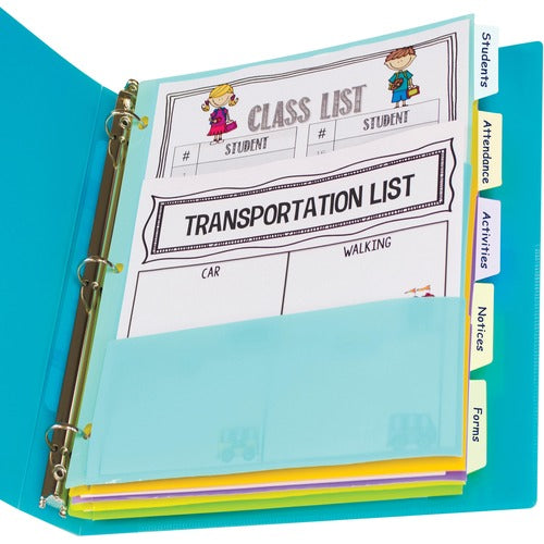 C-Line  Index Dividers, w/Multi-pockets, 5-Tab, Letter, 5/ST, AST