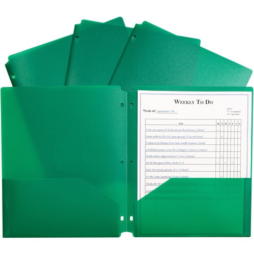 C-Line  Portfolio, 2-Pocket, 3-Hole, 9-2/5"x11-2/5"x1/10", 25/BX, GN
