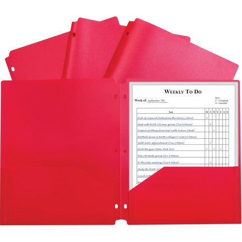 C-Line  Portfolio, 2-Pocket, 3-Hole, 9-2/5"x11-2/5"x1/10", 25/BX, RD