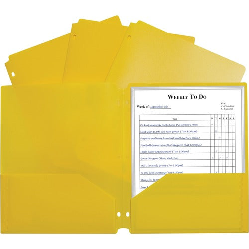 C-Line  Portfolio, 2-Pocket, 3-Hole, 9-2/5"x11-2/5"x1/10", 25/BX, YW