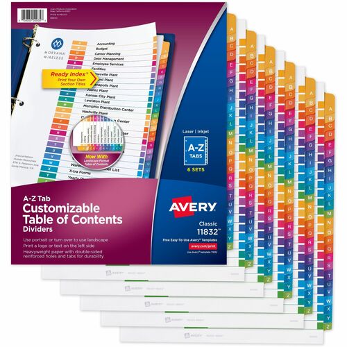Avery  Dividers,Table of Contents,A-Z Tabs,Letter,6ST/PK,MC
