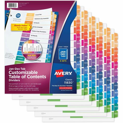 Avery  Dividers,Table of Contents,Monthly Tabs,Letter,6ST/PK,MI