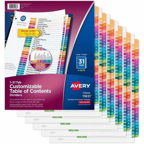 Avery  Dividers,Table of Contents,Monthly Tabs,Letter,6ST/PK,MI