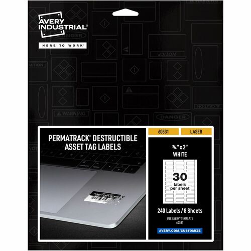 Avery  Asset Tag, Destructible, Laser, 3/4"x2", 240/PK, WE