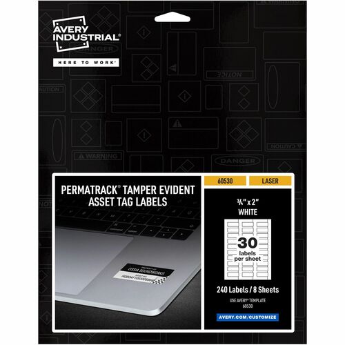 Avery  Asset Tag, Tamper-proof, Laser, 3/4"x2", 240/PK, WE