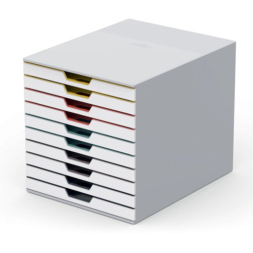 Durable Office Products  Organizer, 10-Drawer, Stackable, 11.5"Wx14"Dx11"H, White