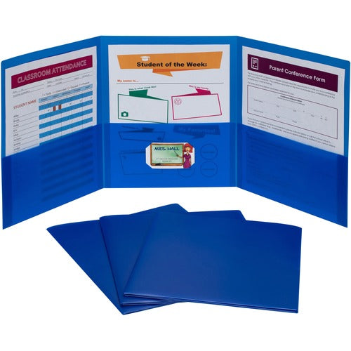 C-Line  Portfolio,3-Pocket,w/Card Holder,Poly,Letter,24/BX,Blue