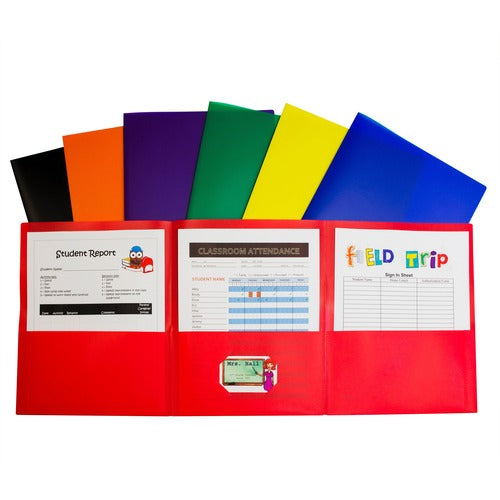 C-Line  Portfolio,3-Pocket,w/Card Holder,Poly,Letter,24/BX,AST