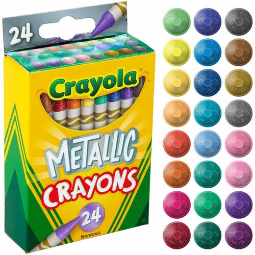 Crayola  Crayon, Metallic, 2-4/5"Wx1-1/10"Lx4-1/2"H, 24/PK, Multi