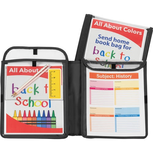 C-Line  Homework Connector Folder, 10-3/4"Wx13"Lx1/2"H, Black