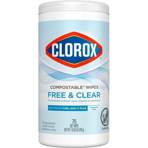 Clorox Company  Wipes, Free&Clear, 75 Wipes, 4-1/4"x4-1/4"x8-3/10", White