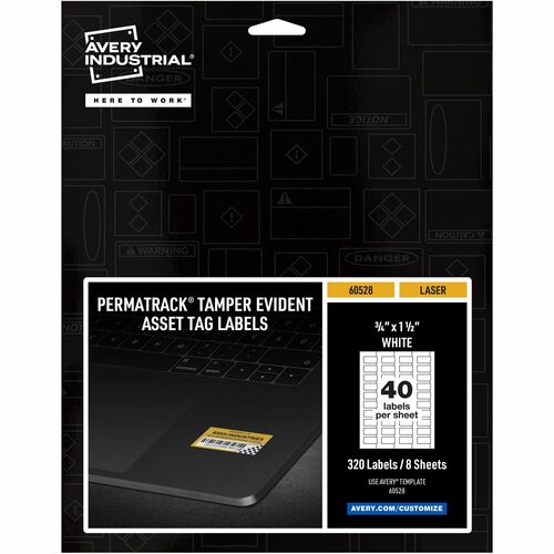 Avery  Asset Tag,Tamper-proof,Laser,3/4"x1-1/2",320/PK,5/CT,WE