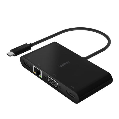 Belkin  USB Adapter,USB-C Multimedia,5.9" Cable,4"Wx2"Lx3/5",BK