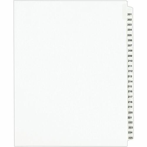 Avery  Index Dividers, Side Tab, 201-225, 8-1/2"x11", White