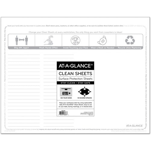 AT-A-GLANCE  Surface Protection Sheets, 22"x17", 25/PK, White