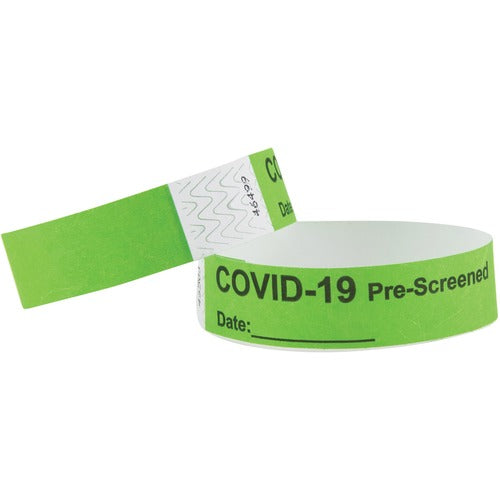 Advantus Corp.  Wristbands, COVID Prescreened, 3/4"x10",100/PK,GN