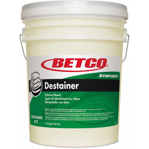 Betco Corporation  Destainer,Liquid,MildChlorine Scent, 5 Gal Pail, Light Amber
