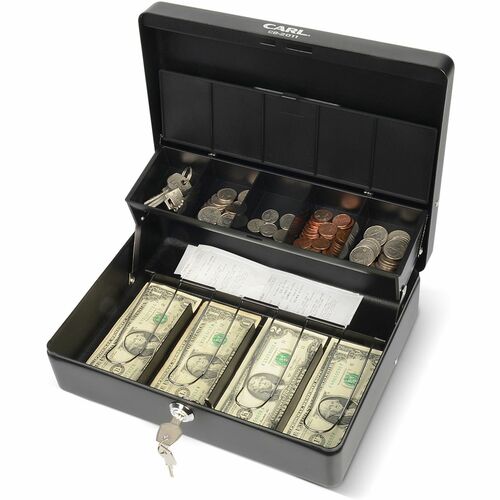Carl Mfg  Security Box, 10"Wx7"Lx3-1/2"H, Black