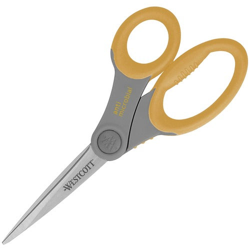 Acme United Corporation  Scissors, Antimicrobial, Straight, 8" Blades, Gray/Yellow