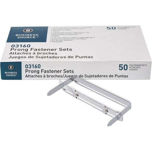 Business Source  Fastener, Prong, 1" Capacity, 3"Wx5-1/2"Lx4/5"H, 50/BX, SR