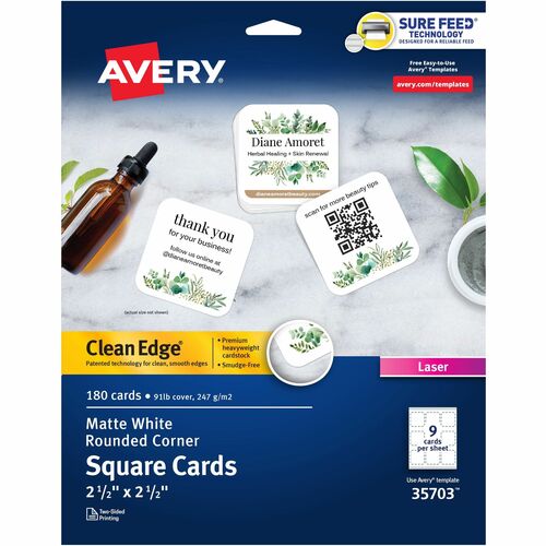 Avery  Cards, Rounded Corners, Laser 2-1/2"x2-1/2",180/PK, WE