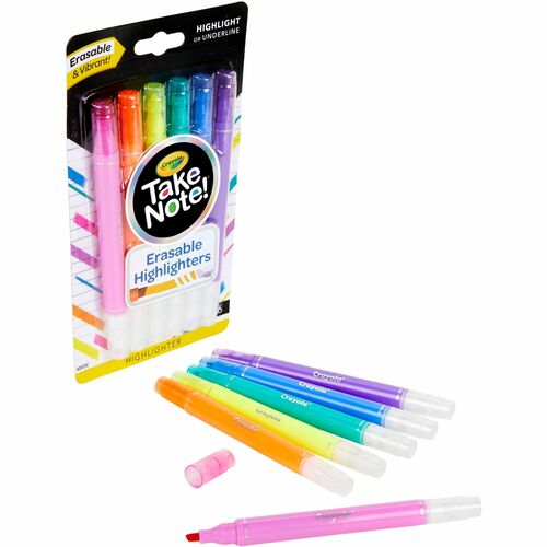 Crayola  Highlighter, Erasable, 4-3/5"Wx7-3/5"Lx7/10"H, 6/PK, AST